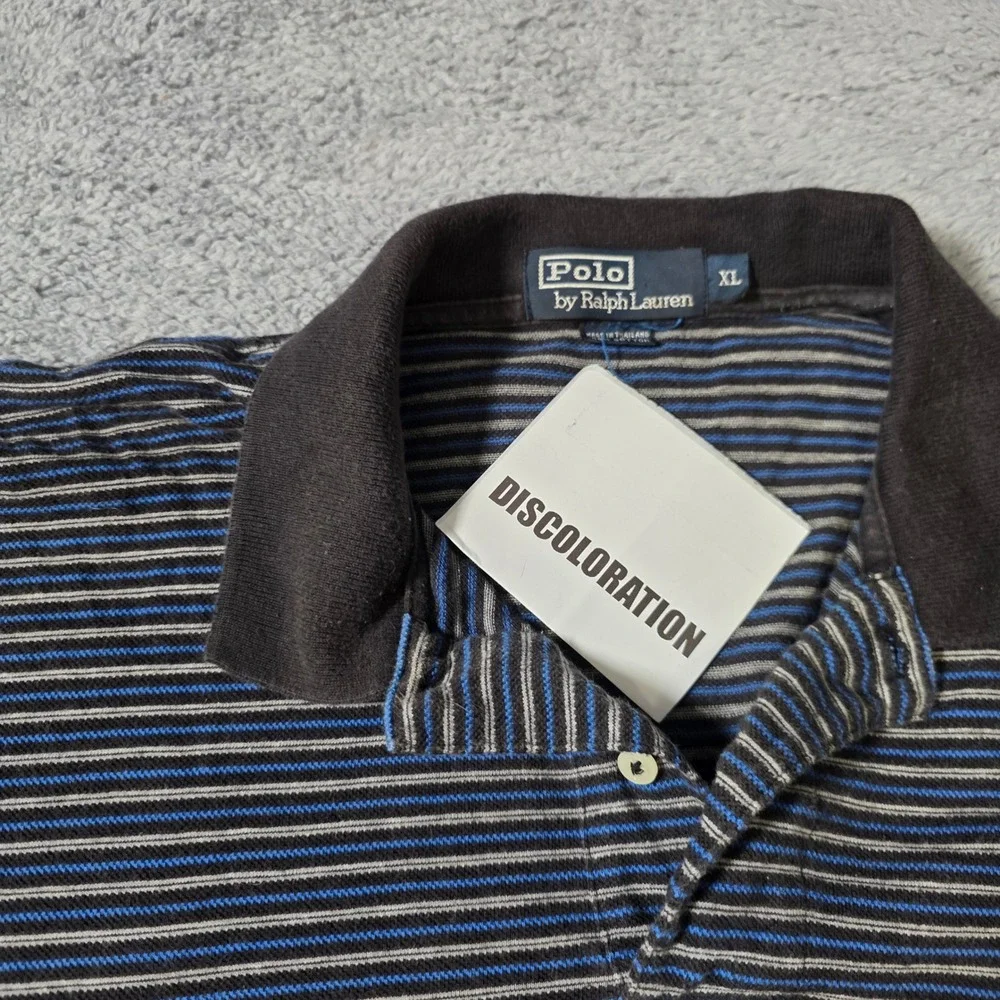 Ralph Lauren Mens XL Polo Shirts Bundle Blue Striped Grey Diamond 2pc